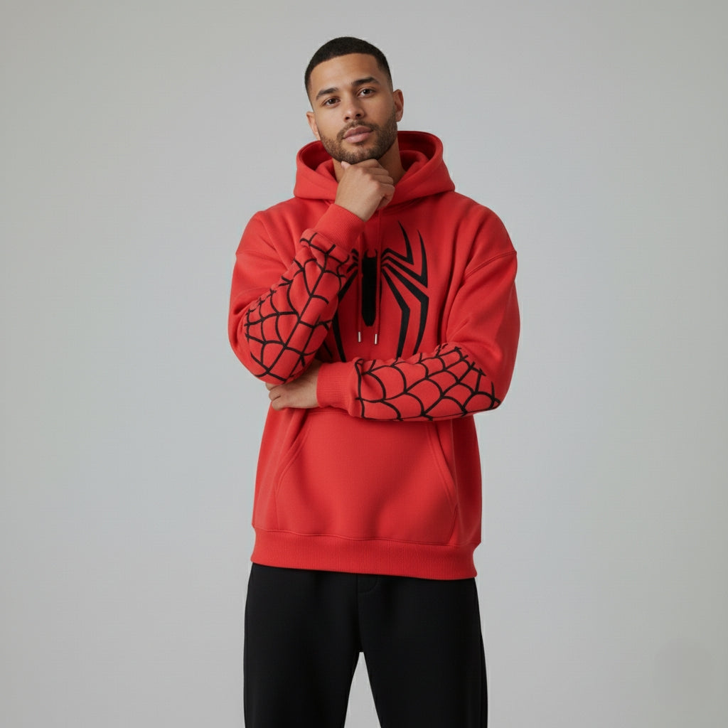 Spider-Man Heavyweight Black Hoodie – 400 GSM Premium Streetwear Edition