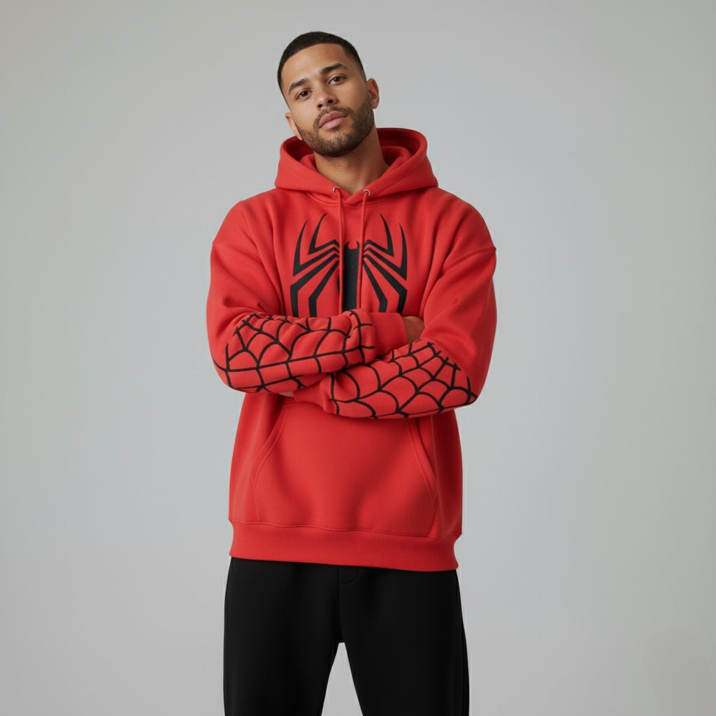 Spider-Man Heavyweight Black Hoodie – 400 GSM Premium Streetwear Edition