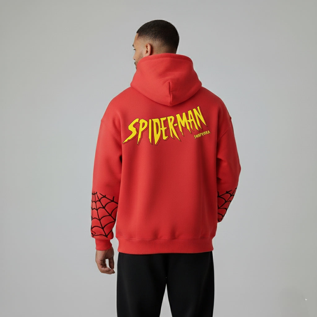 Spider-Man Heavyweight Black Hoodie – 400 GSM Premium Streetwear Edition